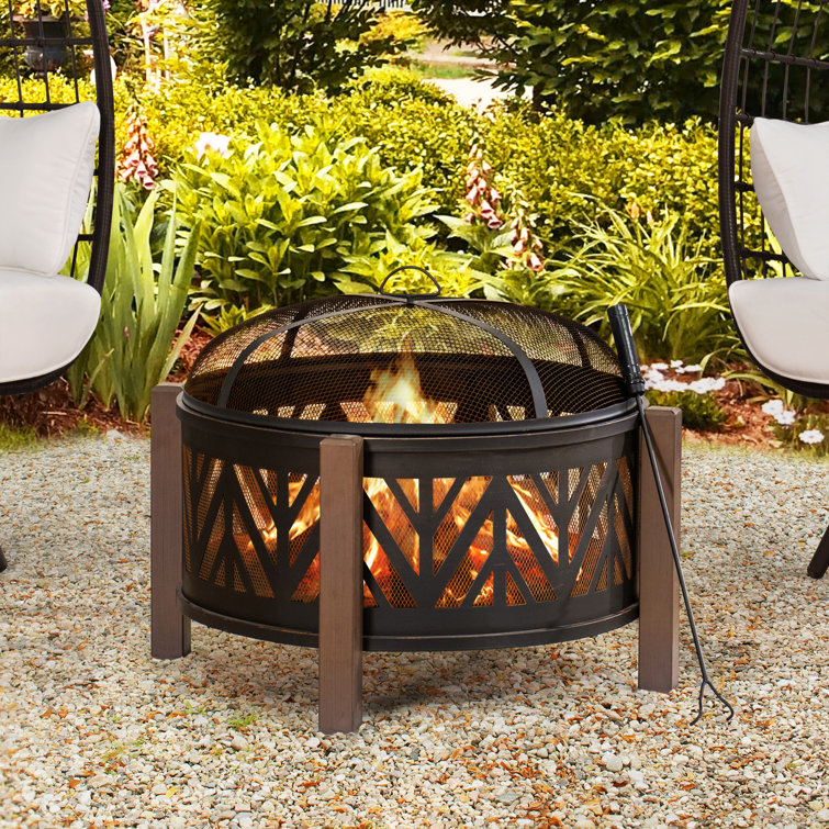 Latitude Run® Aghi 23.2'' H x 31'' W Steel Wood Burning Outdoor Fire